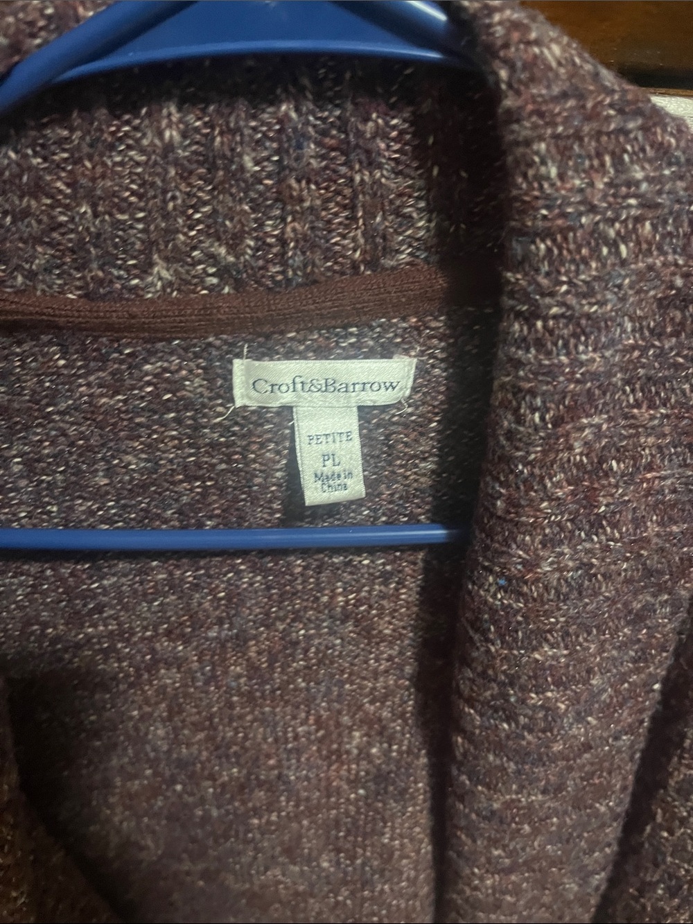 croft & barrow Marled Wine Shawl-Collar Open-Front Cardigan - Picture 2 of 4